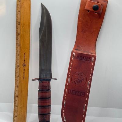 LOT 69: Ka-Bar U.S.M.C. Fighting Knife with Leather Sheath in Original Box