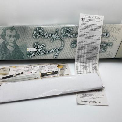 LOT 70: Patrick Henry Bowie Knife and Sheath in Original Box