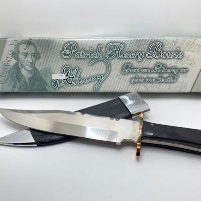 LOT 70: Patrick Henry Bowie Knife and Sheath in Original Box