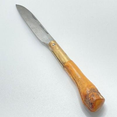 LOT 71: Collection of Knives - Opinel France Folding, Rehwappen Linder-Messer with Leather Sheath, Carved Wood Handle Folding with Eddie...