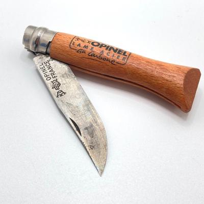 LOT 71: Collection of Knives - Opinel France Folding, Rehwappen Linder-Messer with Leather Sheath, Carved Wood Handle Folding with Eddie...