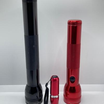 LOT 72: Camping / Outdoor Essentials - Pair of Mag-Lites, Compasses, Leather Gloves, First Aid Kit and More