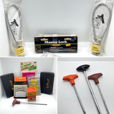 LOT 73: Firearm Care Collection - Cloths, Rods, Patches, Master Locks and More