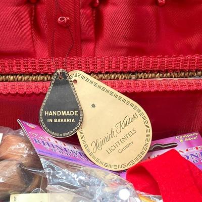 LOT 75: Vintage Sewing Notions - Storage Basket, Tins, Kit and More