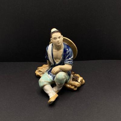 LOT 78: Asian Themed Collection - Jade Glass Bonsai Tree, Ginger Jar, Shou Lao Shouxing (God of Longevity) Figurine and More