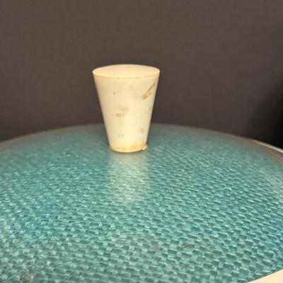 LOT 84: Vintage MCM Frosted Iced Tea Glasses, Vintage MCM Turquoise Ice Bucket & Pitcher