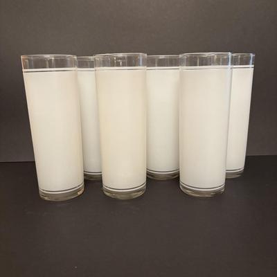 LOT 84: Vintage MCM Frosted Iced Tea Glasses, Vintage MCM Turquoise Ice Bucket & Pitcher