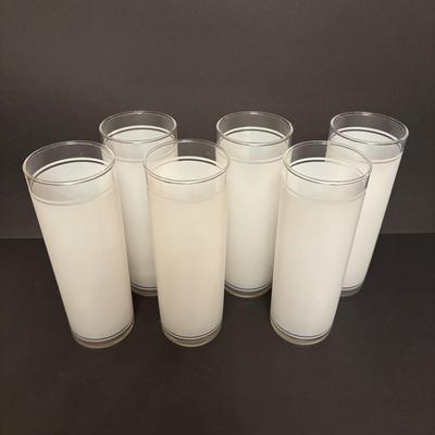 LOT 84: Vintage MCM Frosted Iced Tea Glasses, Vintage MCM Turquoise Ice Bucket & Pitcher