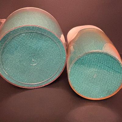 LOT 84: Vintage MCM Frosted Iced Tea Glasses, Vintage MCM Turquoise Ice Bucket & Pitcher