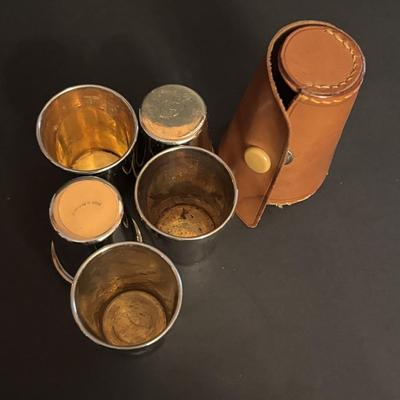 LOT 86: Wade/Staffordshire British Navy Pussers Rum Decanter, Western Germany HB salt Glaze Stein, Vintage Metal Made in Germany Shot...