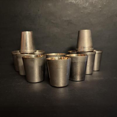 LOT 86: Wade/Staffordshire British Navy Pussers Rum Decanter, Western Germany HB salt Glaze Stein, Vintage Metal Made in Germany Shot...