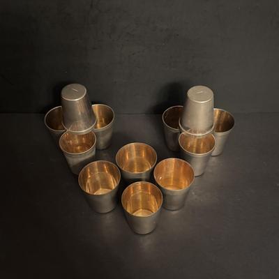 LOT 86: Wade/Staffordshire British Navy Pussers Rum Decanter, Western Germany HB salt Glaze Stein, Vintage Metal Made in Germany Shot...