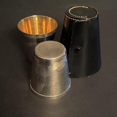 LOT 86: Wade/Staffordshire British Navy Pussers Rum Decanter, Western Germany HB salt Glaze Stein, Vintage Metal Made in Germany Shot...