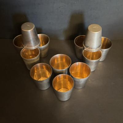 LOT 86: Wade/Staffordshire British Navy Pussers Rum Decanter, Western Germany HB salt Glaze Stein, Vintage Metal Made in Germany Shot...