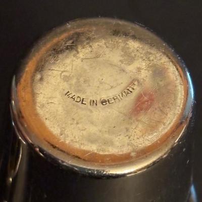 LOT 86: Wade/Staffordshire British Navy Pussers Rum Decanter, Western Germany HB salt Glaze Stein, Vintage Metal Made in Germany Shot...