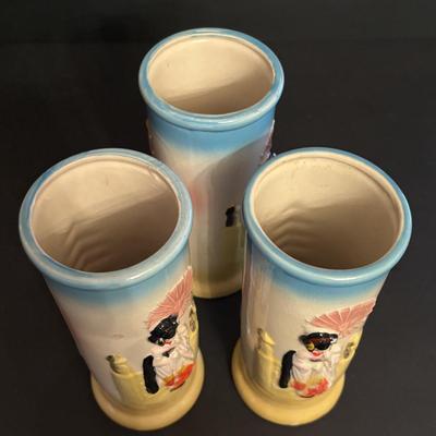 LOT 87: Vintage OMC/Otagiri Mercantile Co. Geisha Girl Vases/Tiki Mugs