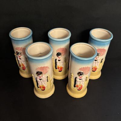 LOT 87: Vintage OMC/Otagiri Mercantile Co. Geisha Girl Vases/Tiki Mugs