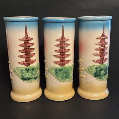 LOT 87: Vintage OMC/Otagiri Mercantile Co. Geisha Girl Vases/Tiki Mugs