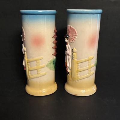 LOT 87: Vintage OMC/Otagiri Mercantile Co. Geisha Girl Vases/Tiki Mugs