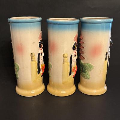 LOT 87: Vintage OMC/Otagiri Mercantile Co. Geisha Girl Vases/Tiki Mugs