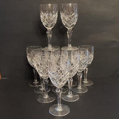 LOT 89: Exquisite Set of 12 Galway Irish Crystal Ashford 8" Water Goblets w/Plain Base