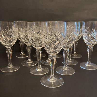 LOT 89: Exquisite Set of 12 Galway Irish Crystal Ashford 8" Water Goblets w/Plain Base