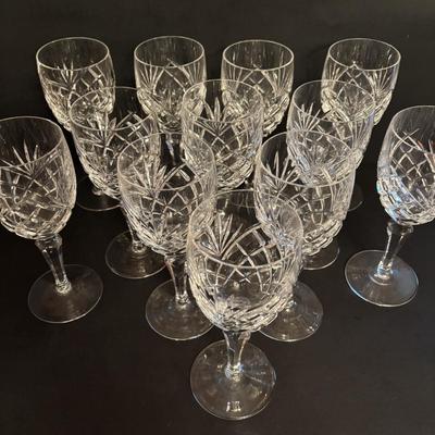 LOT 89: Exquisite Set of 12 Galway Irish Crystal Ashford 8" Water Goblets w/Plain Base