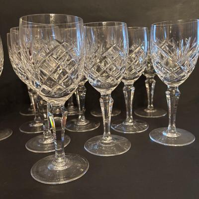 LOT 89: Exquisite Set of 12 Galway Irish Crystal Ashford 8" Water Goblets w/Plain Base