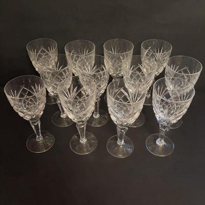 LOT 90: Exquisite Set of 12 Galway Irish Crystal Ashford 6 3/4" Wine Glasses w/Plain Base