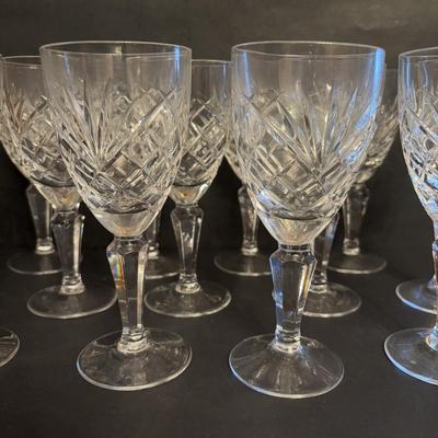LOT 90: Exquisite Set of 12 Galway Irish Crystal Ashford 6 3/4" Wine Glasses w/Plain Base