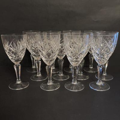 LOT 90: Exquisite Set of 12 Galway Irish Crystal Ashford 6 3/4" Wine Glasses w/Plain Base