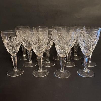 LOT 90: Exquisite Set of 12 Galway Irish Crystal Ashford 6 3/4" Wine Glasses w/Plain Base