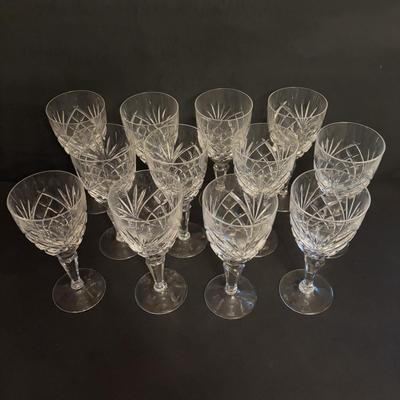 LOT 90: Exquisite Set of 12 Galway Irish Crystal Ashford 6 3/4" Wine Glasses w/Plain Base