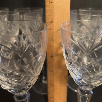LOT 91: Exquisite Set of 11 Galway Irish Crystal Ashford 6" Wine Glasses w/Plain Base