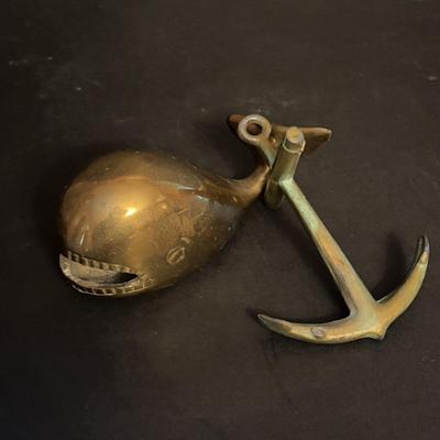 LOT 94: Mario Jason Originals Handmade & Signed Brass Sailboat Sculpture, Casa Fernandez Hand Carved & Painted Bird, Brass Whale...