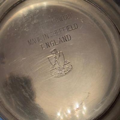 LOT 99: Royal Daulton Miniature Tobey Pitchers, Embossed Lightweight Brass Pitcher, England & Pewter Mugs