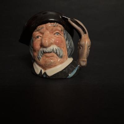 LOT 99: Royal Daulton Miniature Tobey Pitchers, Embossed Lightweight Brass Pitcher, England & Pewter Mugs