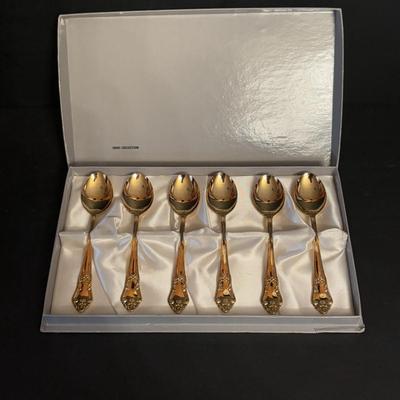 LOT 100: Vintage Janis Collection 24K Plated Spoons, Vintage Liquor Bottle Decanters, Stieff &Limoges Decanter Labels & More