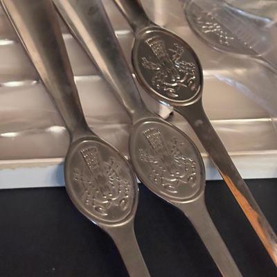 LOT 101: Vintage Dreizack Solingen Bar Tool Kit in Wooden Box, Trident Lobster Set, Godinger Serving Tongs, Hand Painted Crystal Bowl...