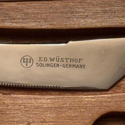 LOT 101: Vintage Dreizack Solingen Bar Tool Kit in Wooden Box, Trident Lobster Set, Godinger Serving Tongs, Hand Painted Crystal Bowl...