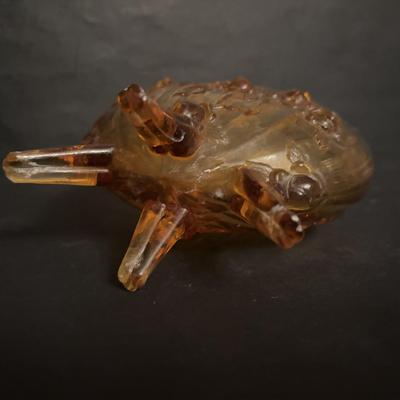 LOT 164: Collection of Vintage Amber & Marigold Glass: Footed Candy Dish, Thumb Print Sugar and Creamer Set Floral Candy Dishes