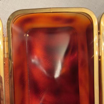 LOT 166: Stunning Tortoise Shell Lucite Box Purse w/Key- Made in France