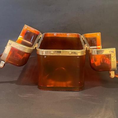 LOT 166: Stunning Tortoise Shell Lucite Box Purse w/Key- Made in France