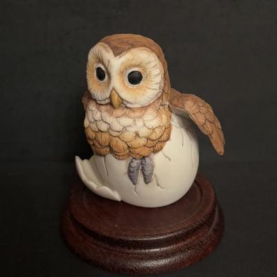 LOT 167: Andrea by Sadek "Elf Owl" & 1990 Owl Porcelain Figurines, Beatrice Potters Old Mr. Brown, Beswick England