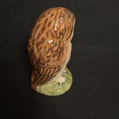 LOT 167: Andrea by Sadek "Elf Owl" & 1990 Owl Porcelain Figurines, Beatrice Potters Old Mr. Brown, Beswick England