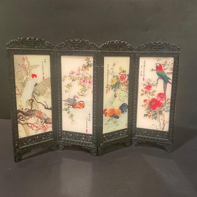 LOT 169: Asian Themed Collection: Ginger Jars, Laughing Buddha Figurine, Miniature Mah Jong Set, Miniature 4 Panel Screen & More