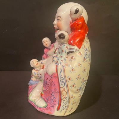 LOT 169: Asian Themed Collection: Ginger Jars, Laughing Buddha Figurine, Miniature Mah Jong Set, Miniature 4 Panel Screen & More
