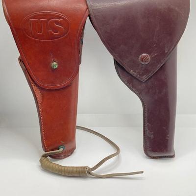LOT 175: Pair of Leather Firearm Holders / Holsters - US and Red Head Brands