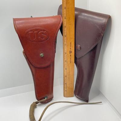 LOT 175: Pair of Leather Firearm Holders / Holsters - US and Red Head Brands