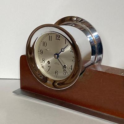 LOT 182: Seth Thomas Helmsman Chrome Ship’s Bell and Barometer Model # E537-007